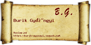 Burik Gyöngyi névjegykártya
